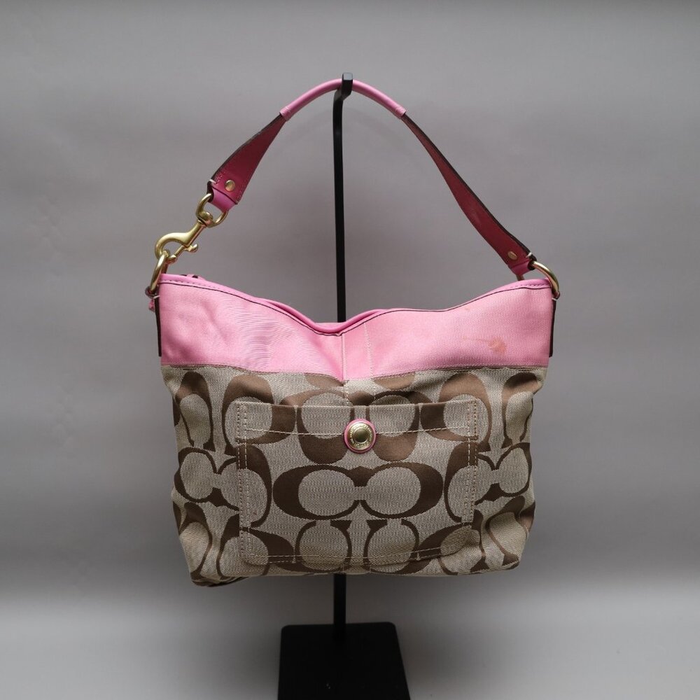 Coach 2007 Signature Canvas Pink Ergo Hobo Bag